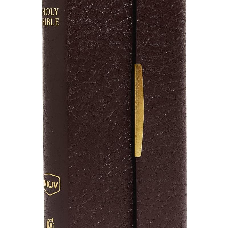 NKVJ: Checkbook Bible, Compact, Bonded Leather, Burgundy (New King James Version)
